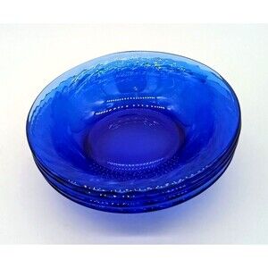PYREX Festiva Cobalt Blue Glass Swirl Soup Cereal Bowl - Set of 4